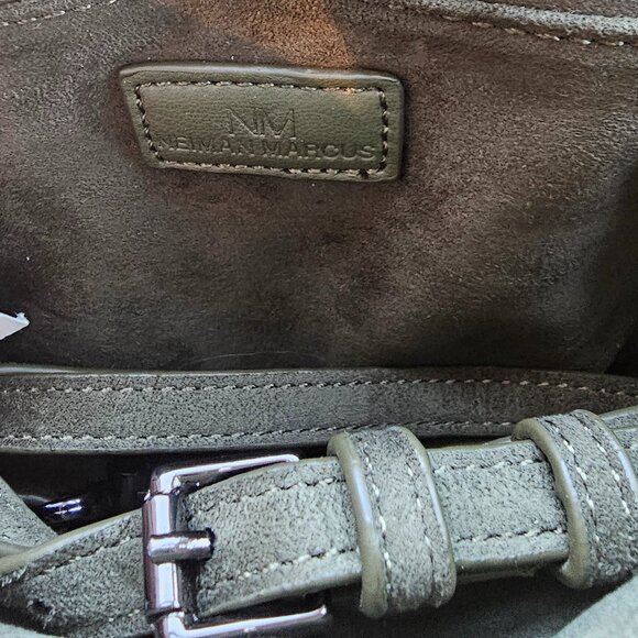 NEIMAN MARCUS STUDDED SUEDE Loden Green Shoulder Bag / CLUTCH / crossbody NWT - Picture 9 of 11